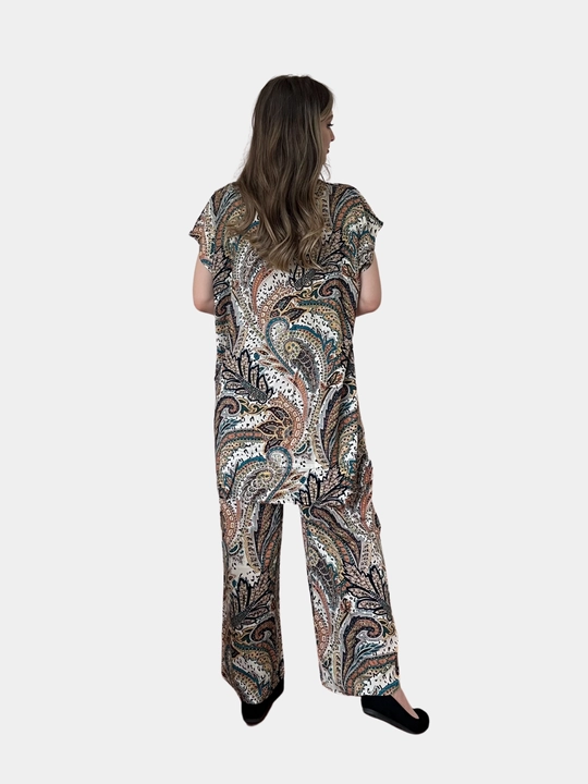 Ayollar kostyumi, oversize, tunika va shim, o‘lchami 46-52