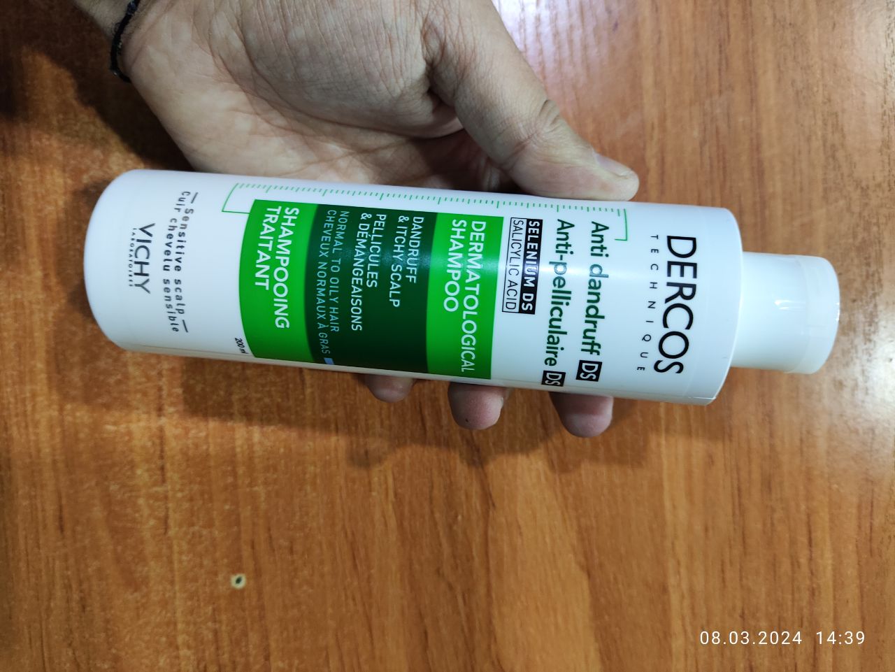 Intensiv shampunni parvarish qilish VICHY DERCOS, oddiy va yog'li sochlar uchun kepekka qarshi, 200 ml