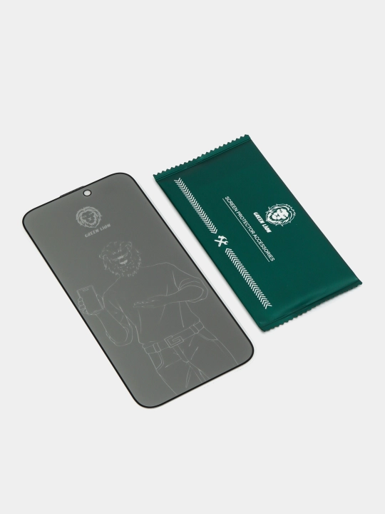 Защитное стекло Green Lion 9H Steve Privacy для iPhone 17, 16, 15, 14 Pro/Pro Max/Air