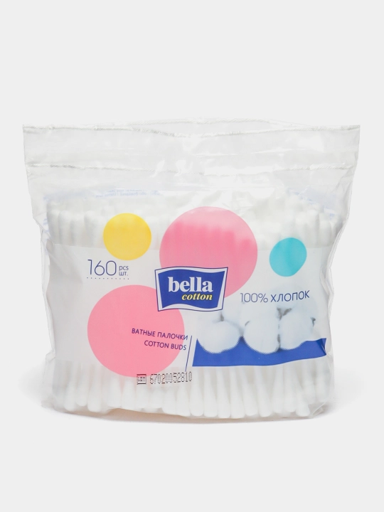 Ватные палочки Bella cotton в полиэтиленовой упаковке, 160 шт - 
