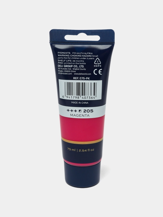 Краска акриловая в тубе PINK, 75 мл, Deli EC75-PK q0000047678