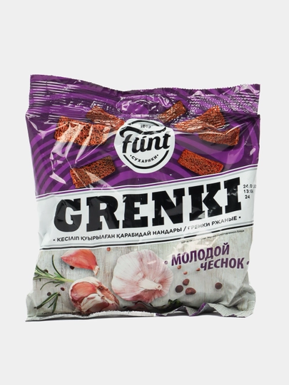 Гренки flint ржаные со вкусом молодой чеснок, 100 гр — SNACKS1-P0D09E6