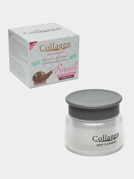 Yuz uchun krem Collagen Deep Cleaning  Snail Whitening, shilliqurt ekstrakti bilan, 80 gr - 