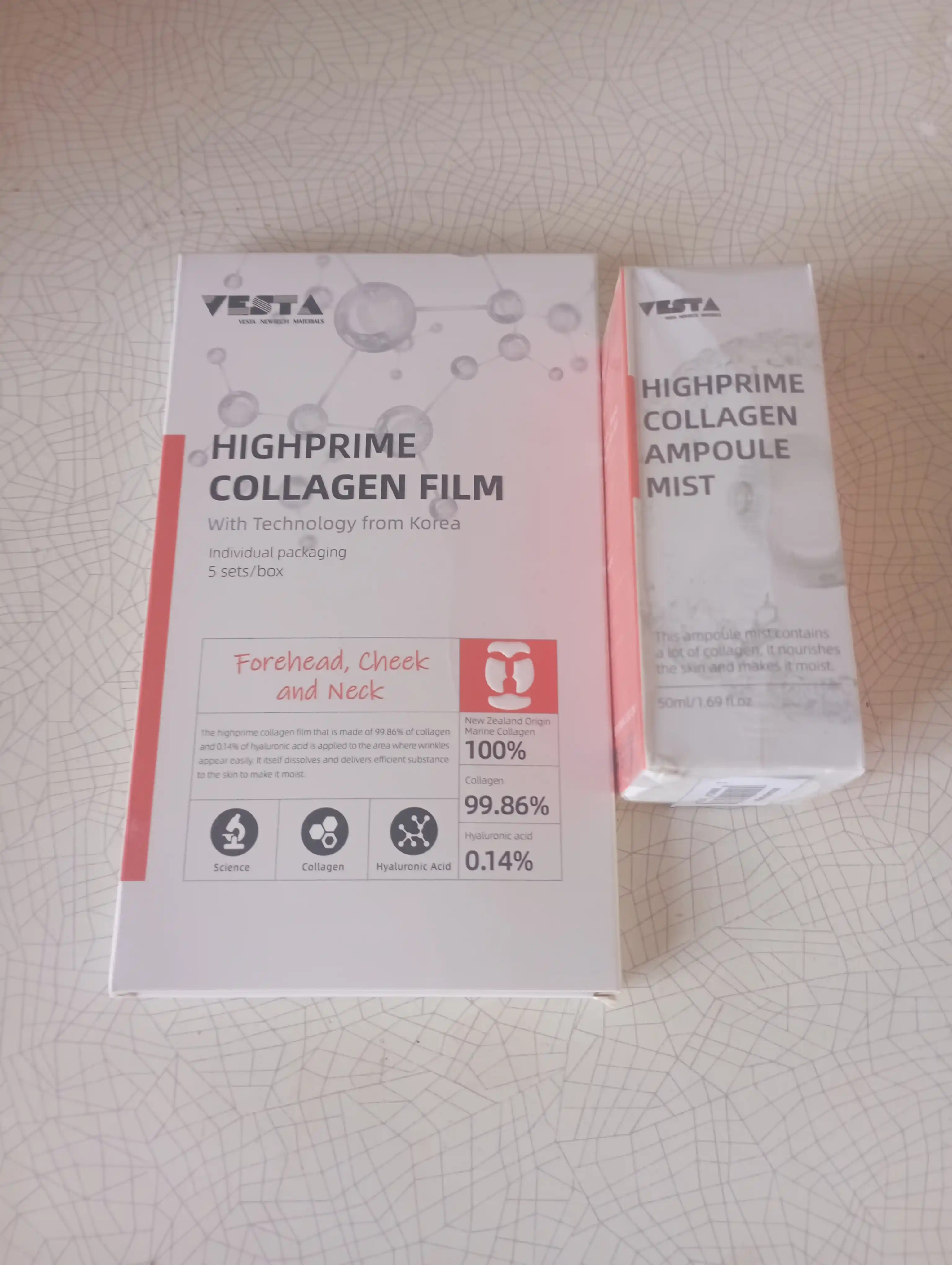 Kollagen patchlar, 5 tasi 1 da yuz, peshona va bo'yin sohalari uchun maska