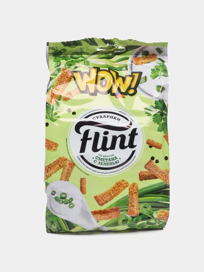 Сухарики пшенично-ржаные "Flint" со вкусом cметаны с зеленью,190 гр — SNACKS1-P0D09FB