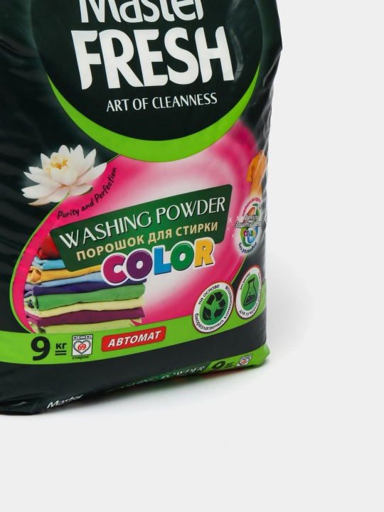Bioparchalanadigan kir yuvish kukuni Master Fresh Color, fosfatsiz, enzimalar bilan, 9 kg
