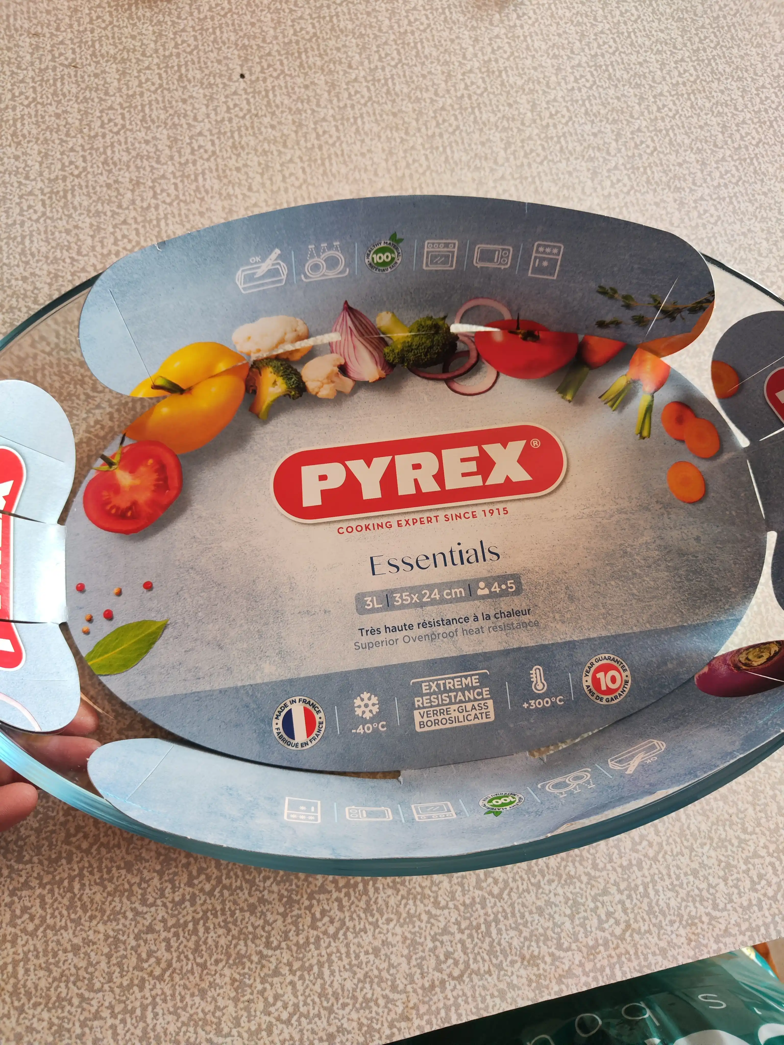 Shishali qolip pechda pishirish uchun Pyrex, 3 litr, 35 * 24 sm