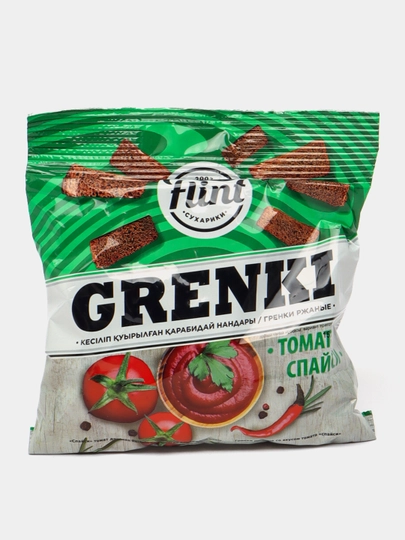 Гренки Flint ржаные со вкусом вяленой томат спайси, 60 гр — SNACKS1-P0D09F2