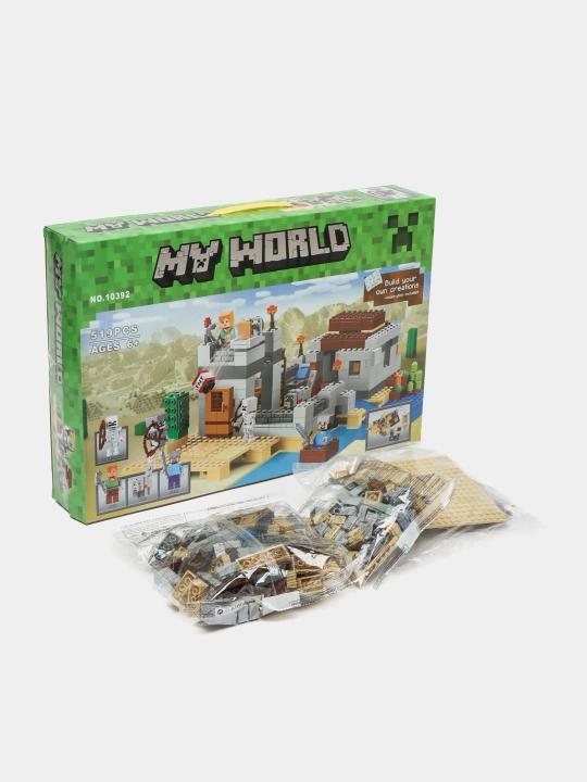 Наборы больших конструкторов My World, по тематике Minecraft, с фигурками героев
