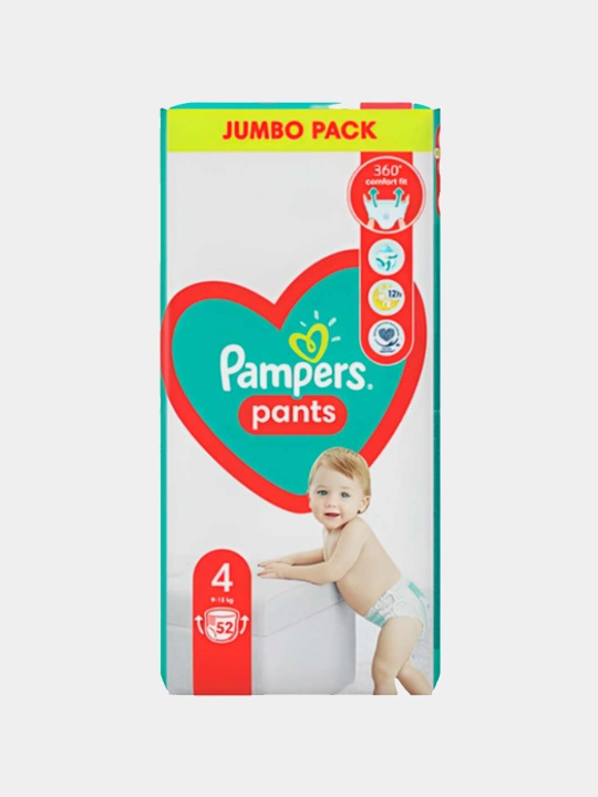 Подгузники-трусики для детей Pampers Pants 4 размер, 9-15 кг, 52 шт