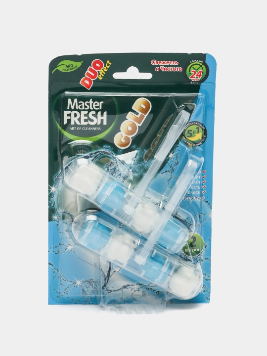 Unitaz uchun osma blok Master Fresh Duo Effect Gold 5 tasi 1 da, dengiz, 2 dona - 