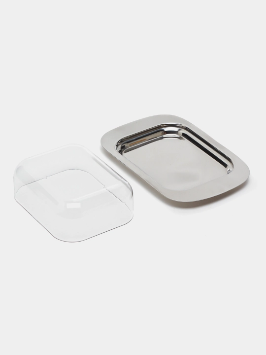 Масленка для сливочного масла, металлическая с крышкой