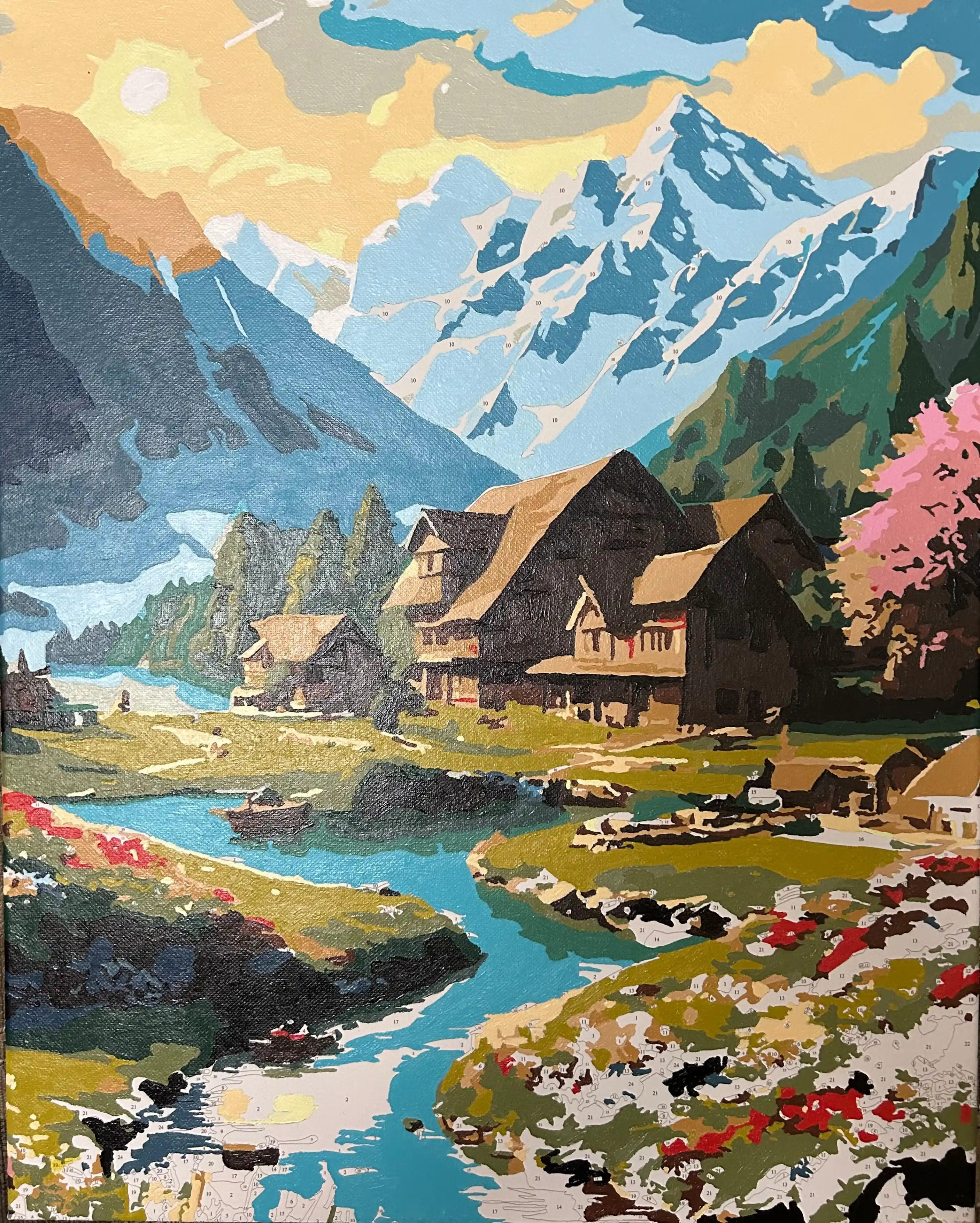 Raqamlar bo'yicha bo'yash "Peyzajlar va tabiat", ramkaga tortilgan, 40 * 50 sm