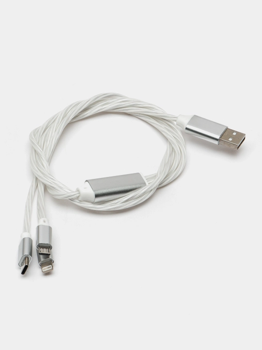 Micro-USB, Type-C, Lightning ulagichli LED yoritgichli zaryadlash kabeli 3 tasi 1 da - 