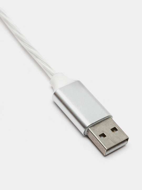 Micro-USB, Type-C, Lightning ulagichli LED yoritgichli zaryadlash kabeli 3 tasi 1 da