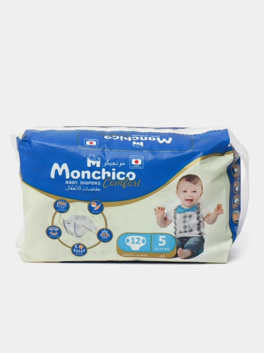 Детские подгузники Monchico Comfort 5, 12 - 18 кг, 12 шт