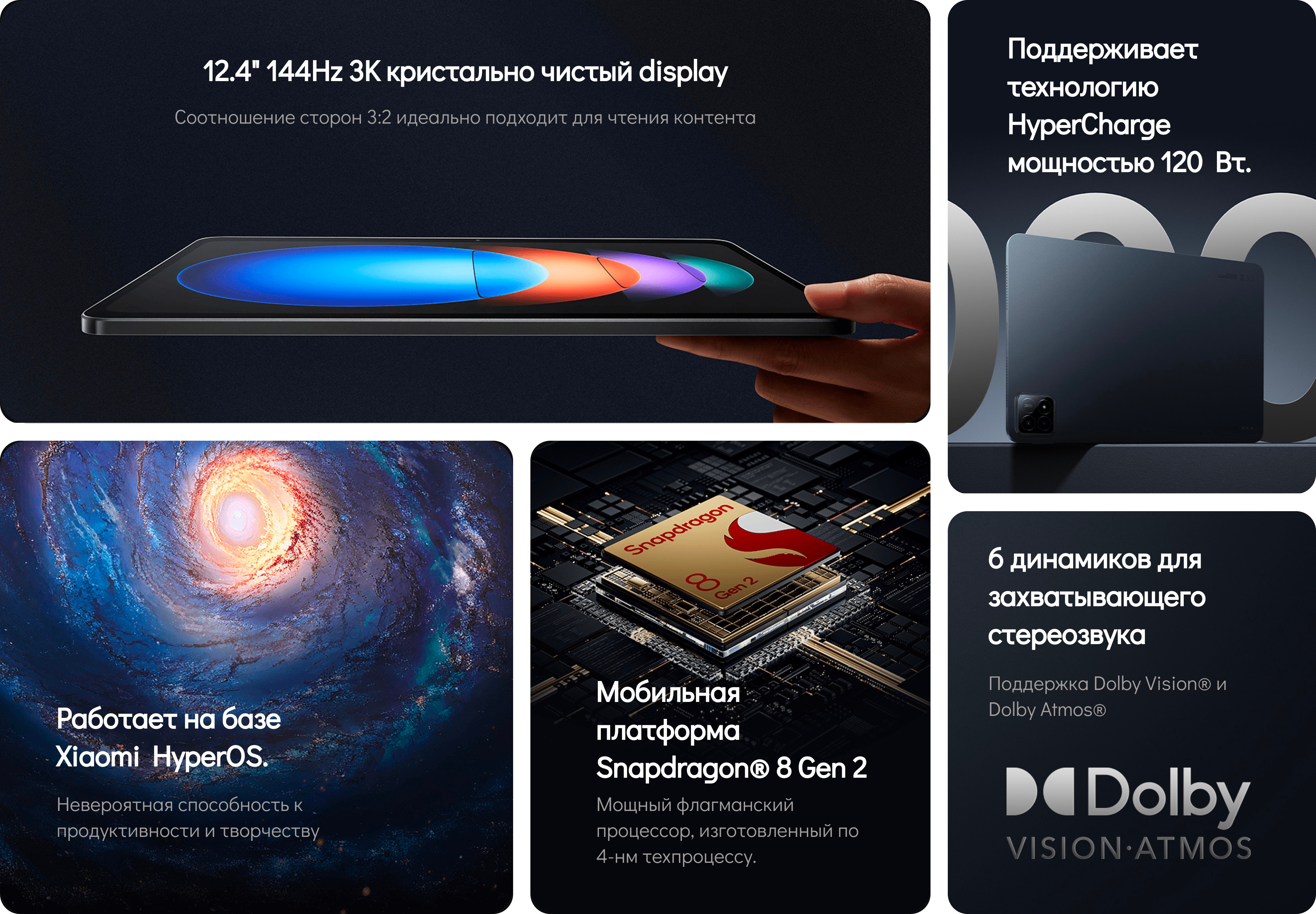 Планшет Xiaomi Pad 6S Pro 8/256GB + 12/256GB + 12/512GB + 16/1TB 12.4" фото