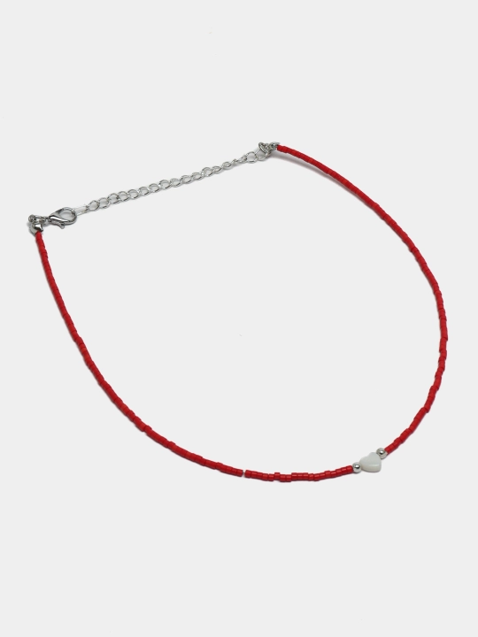 Tabiiy toshdan yasalgan yurakli boncukli bo'yin choker, marvaridning onasi - 