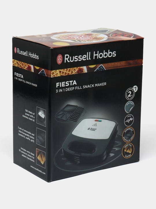 Мультипекарь Russell Hobbs 3-в-1 сэндвичница, вафельница,  Fiesta с углубленными панелями