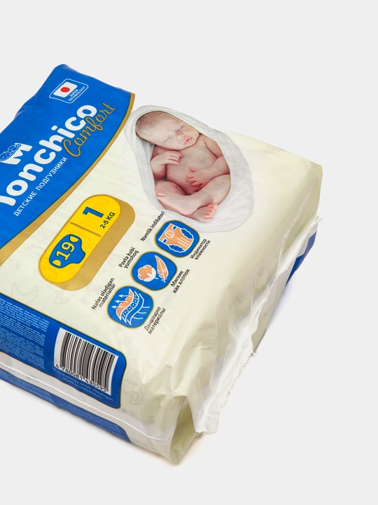 Детские подгузники Monchico Comfort размер 1, для 2-4 кг, 19 шт