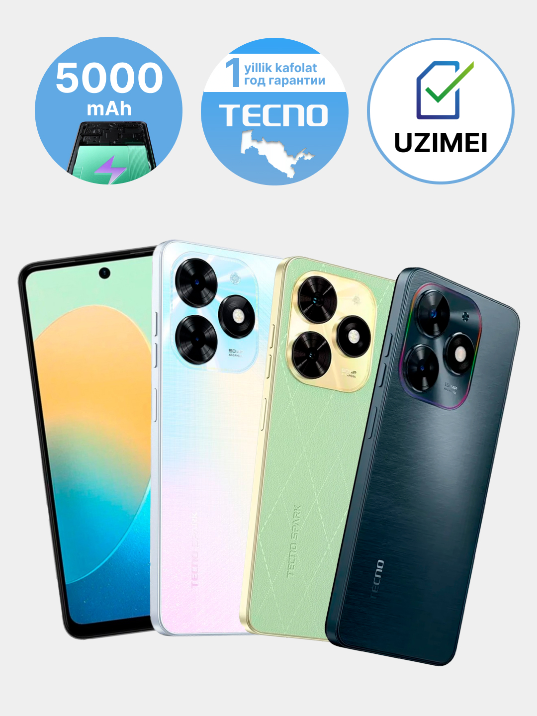 Смартфон Tecno Spark 20C 4/8/128GB, Al камера на 50 Мп, с двойной вспышкой,  Dynamic Port купить по низким ценам в интернет-магазине Uzum (971338)