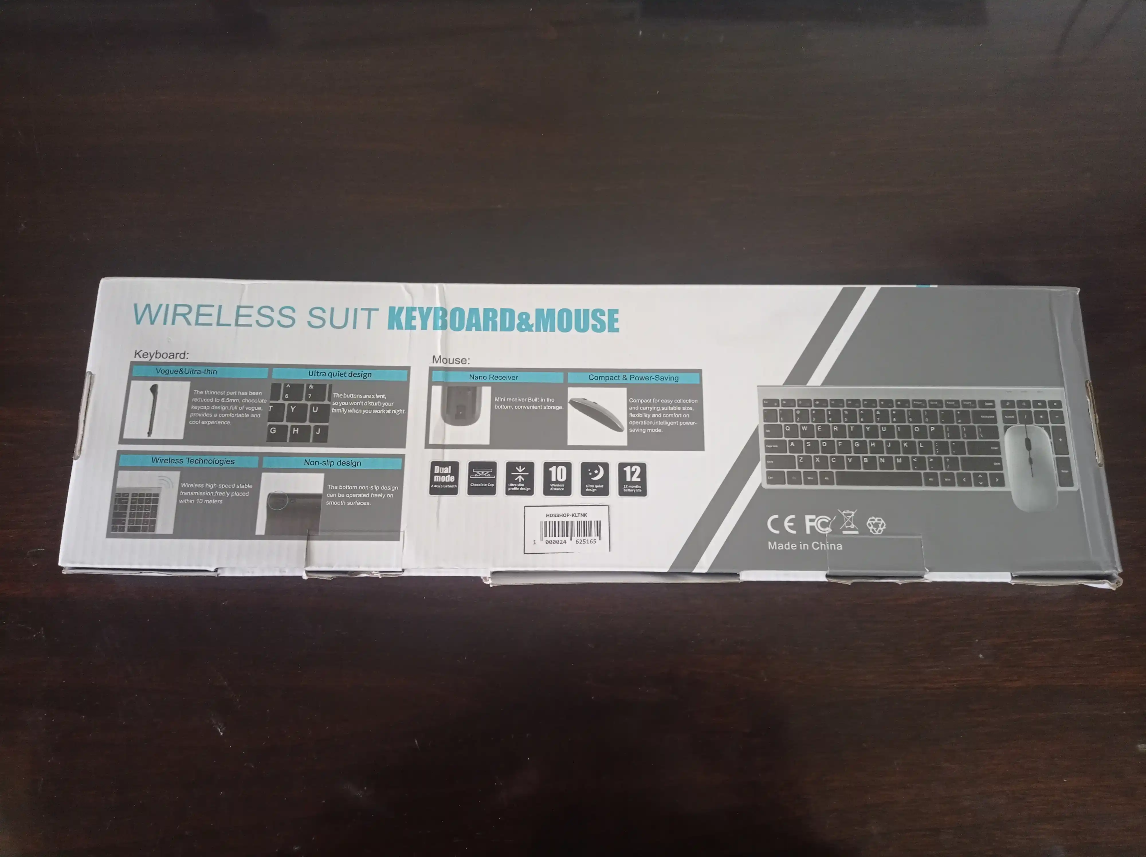 Simsiz klaviatura va sichqoncha, ultra yupqa, bluetooth, 2,4 GHz