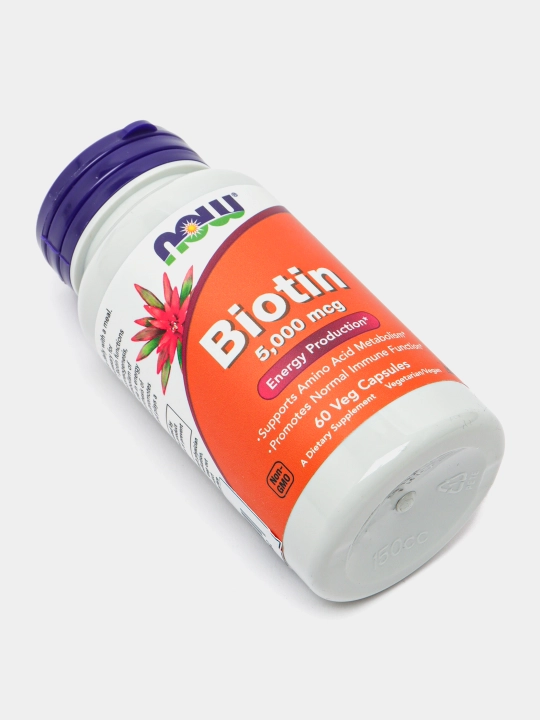 NOW Supplements, biotin 5000 mkg, aminokislotalar almashinuvi, 60 kapsulalar