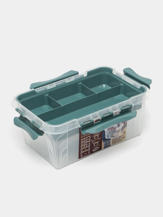 Ящик универсальный с замками и вставкой - органайзером Grand Box, 4.2 л