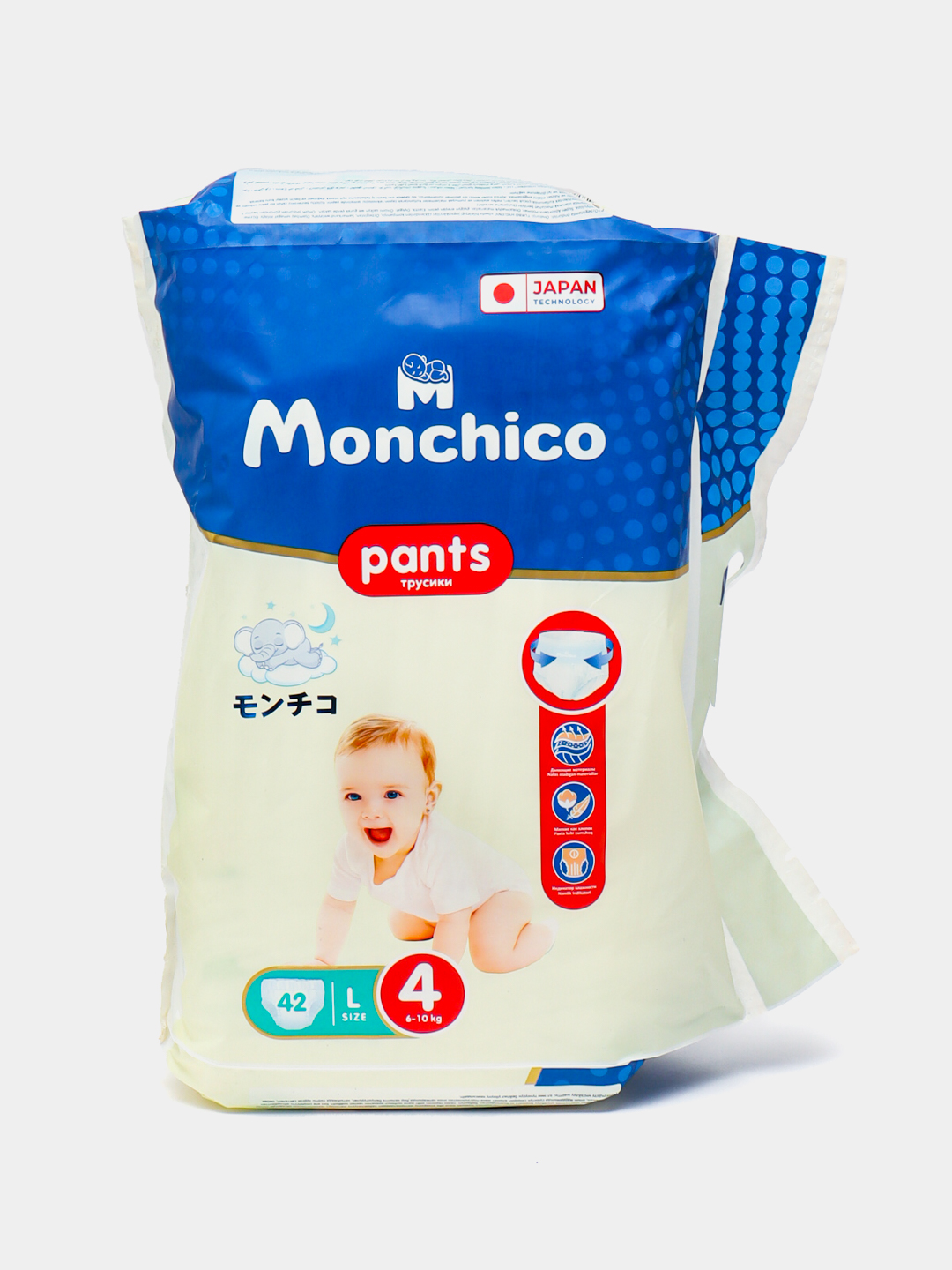 Monchico детский подгузники-трусики, размер №4 L, 6-12 кг, 42 шт