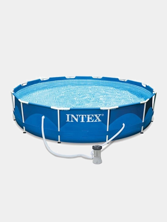Каркасный бассейн круглый, 366 * 76 см, Intex 28212 Metal Frame, с фильтр-насосом