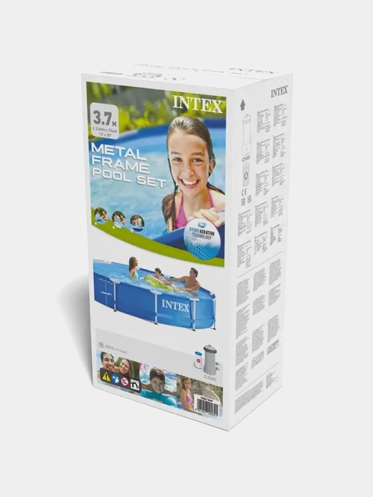 Каркасный бассейн круглый, 366 * 76 см, Intex 28212 Metal Frame, с фильтр-насосом