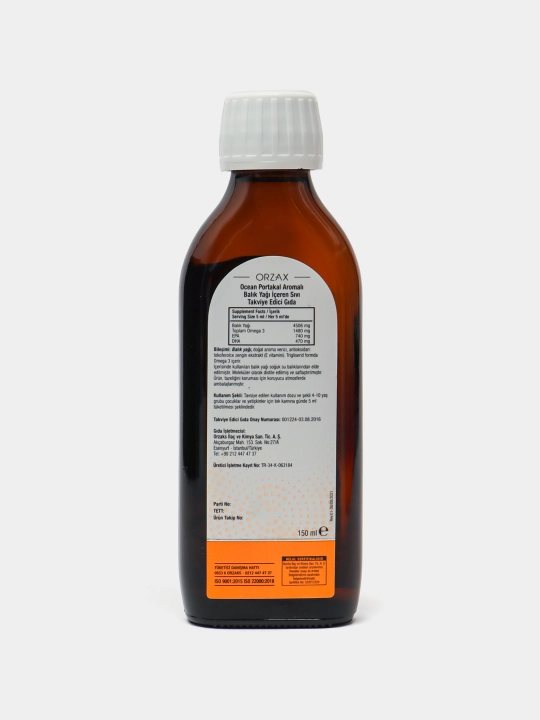 ORZAX Oсean Fish Oil Baliq yog'i siropi Omega 3, 150 ml