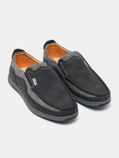 Туфли мужские, мокасины, кожаные — BRAND5-ECCO-СЕРЫЙ-40