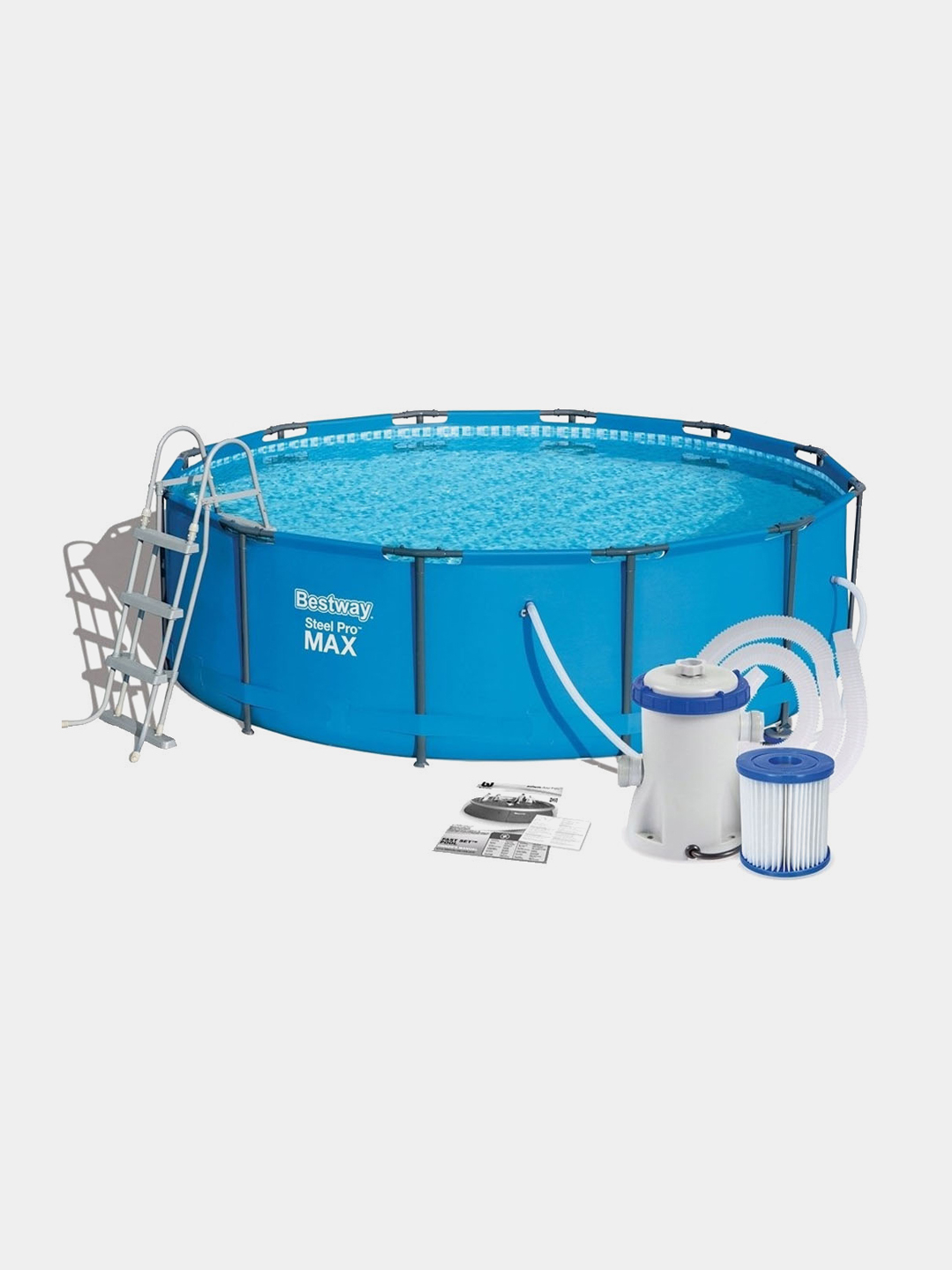 Каркасный бассейн круглый 366х122 см, Steel ProMAX Bestway+фильтр-насос ...