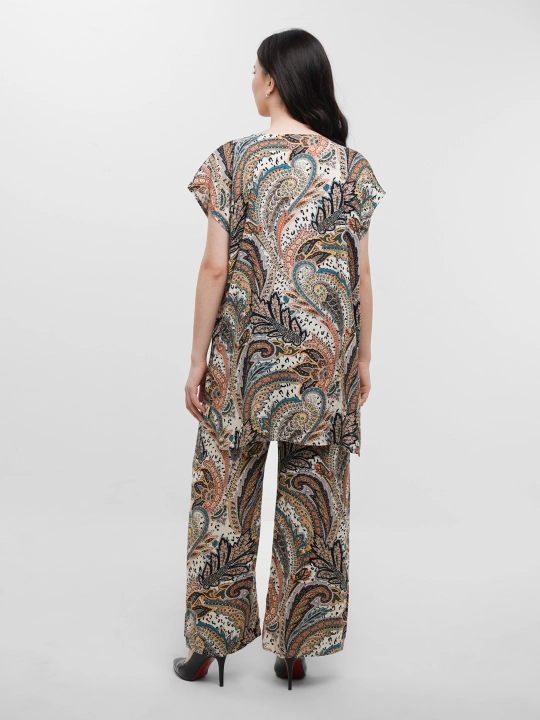 Ayollar kostyumi, oversize, tunika va shim, o‘lchami 46-52