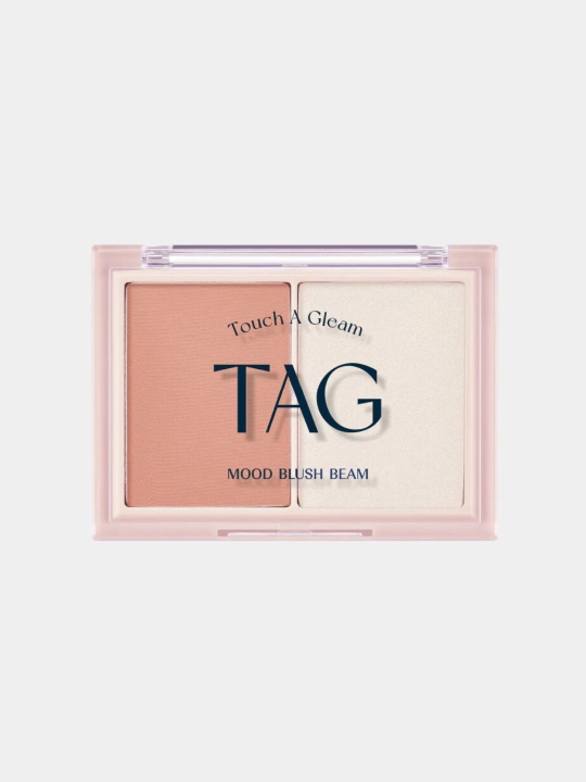 Румяна и хайлайтер для лица 2-1, Tag Mood Blush Baem, 01 Bare Coral, 9 г