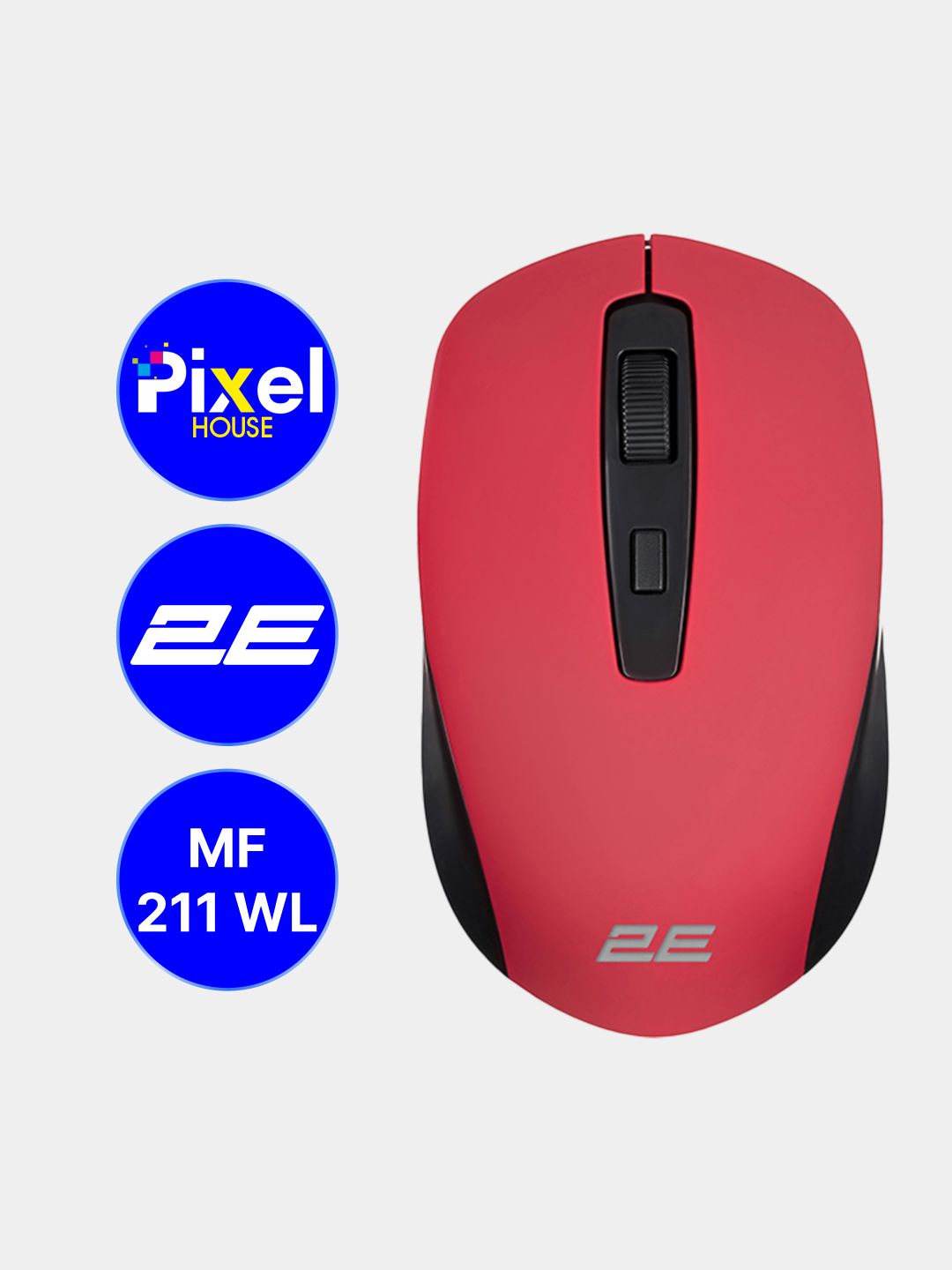 Беспроводная мышь 2E MF211 WL Soft Touch, красная, черная, серая