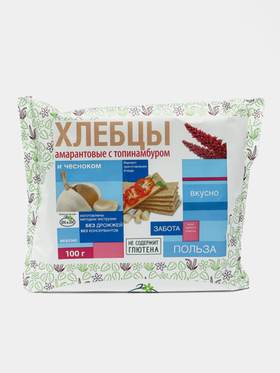 Хлебцы амарантовые Di&Di, с топинамбуром и чесноком, 100 г - 