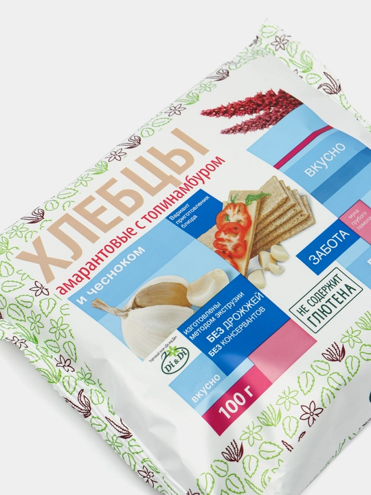 Хлебцы амарантовые Di&Di, с топинамбуром и чесноком, 100 г