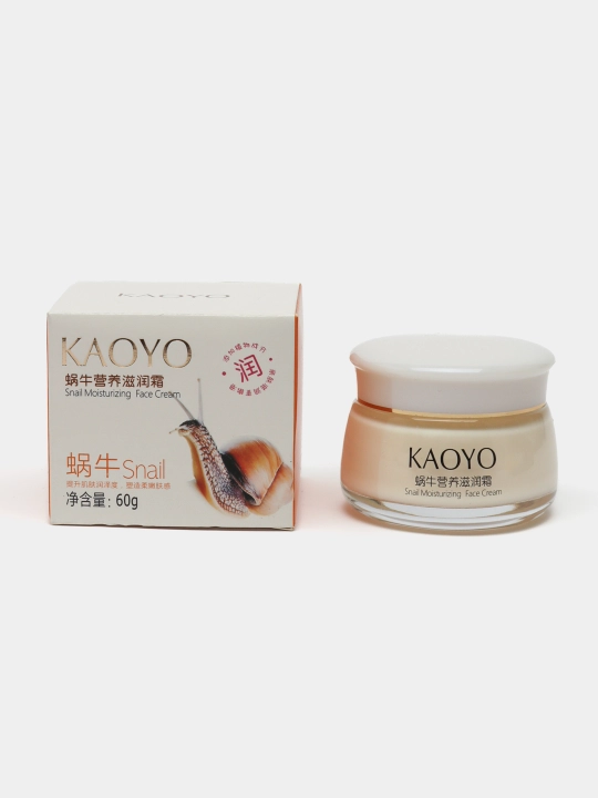 Yuz uchun krem Kaoyo, shilliqurt va zaytun ekstrakti bilan, namlovchi, yoshartiruvchi, 60 g - 