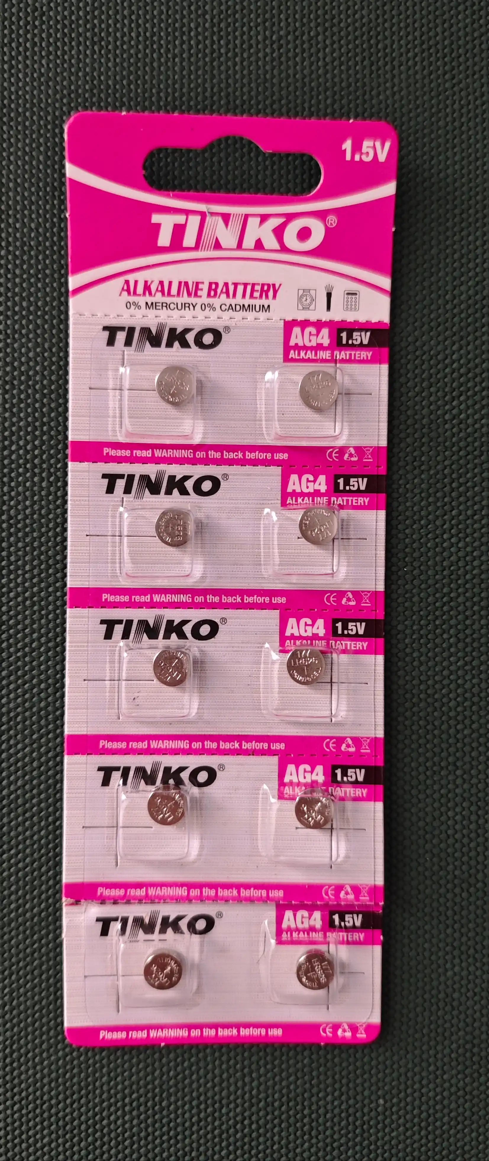 Tugmali batareya markasi Tinko AG4 LR626, 177, 1.5v, 10 dona