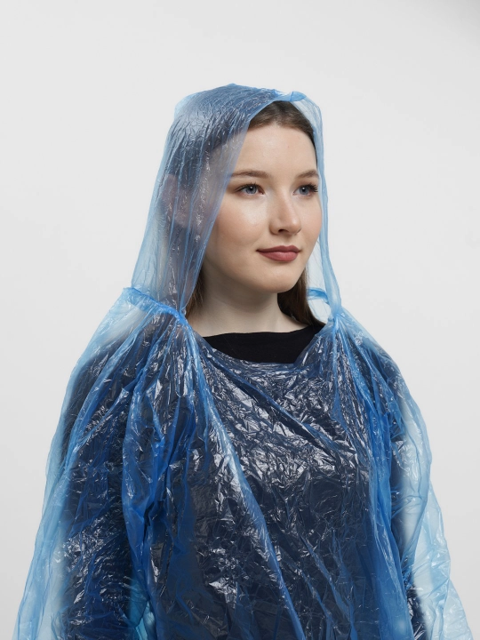 Bir marta ishlatiladigan yomg'ir palto, kapyushonli, 10 dona