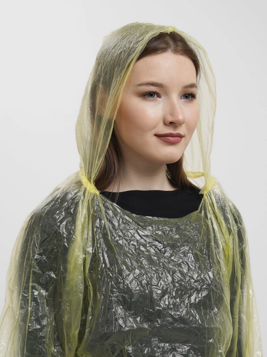 Bir marta ishlatiladigan yomg'ir palto, kapyushonli, 10 dona