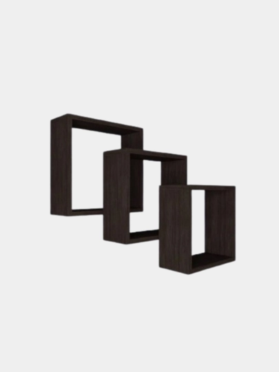 Настенные деревянные полки — набор из 3 шт., квадратная форма — HOLOVE-KVADRAT-КОРИЧН