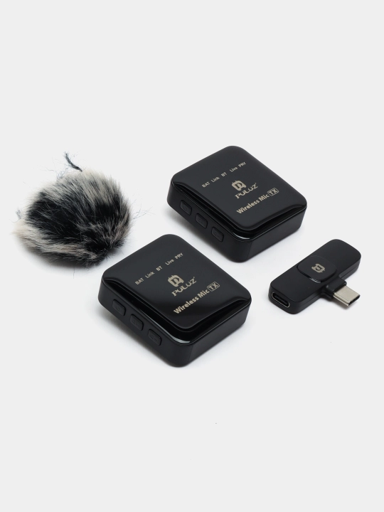 Puluz PU647 simsiz mikrofon tizimi 1 qabul qilgich va 2 transmitter bilan Type C va iPhone - 