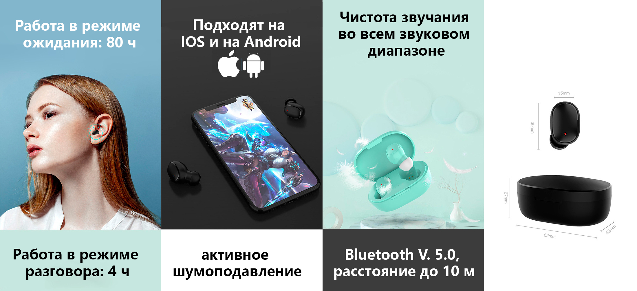 Наушники беспроводные Bluetooth MiPods A6S PRO купить по низким ценам в  интернет-магазине Uzum (984843)