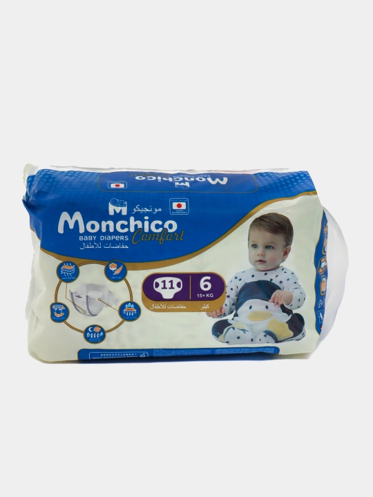 Детские подгузники Monchico Comfort размер 6, 15+ кг, 11 шт