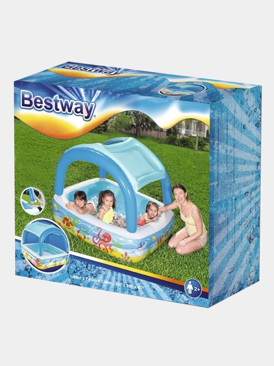 Bestway 52192 olinadigan navesli bolalar uchun shishiriladigan basseyn, 140x140x114 sm