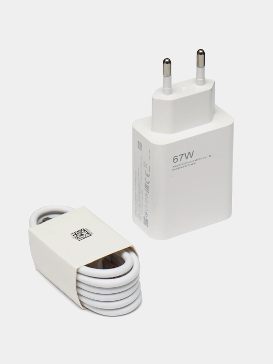 Tez zaryadlovchi kabel bilan zaryadchik USB-C Android telefon mi uchun TUPE-c, 67 Vt - 