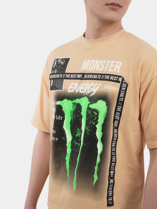 Erkaklar va ayollar uchun futbolka, oversiz, print bilan, unisex, paxta
